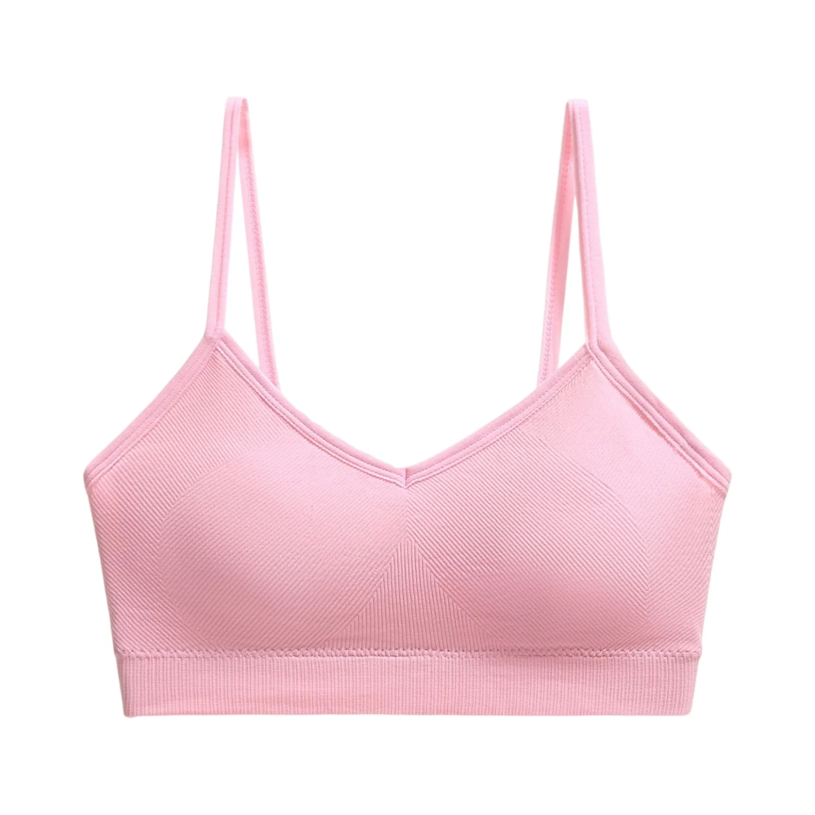 

Ladies' Basic Solid Color Workout Yoga Crop Top with Chest Pad Spaghetti Strap Seamless Bralette Wire Free Stretch Camisole Vest