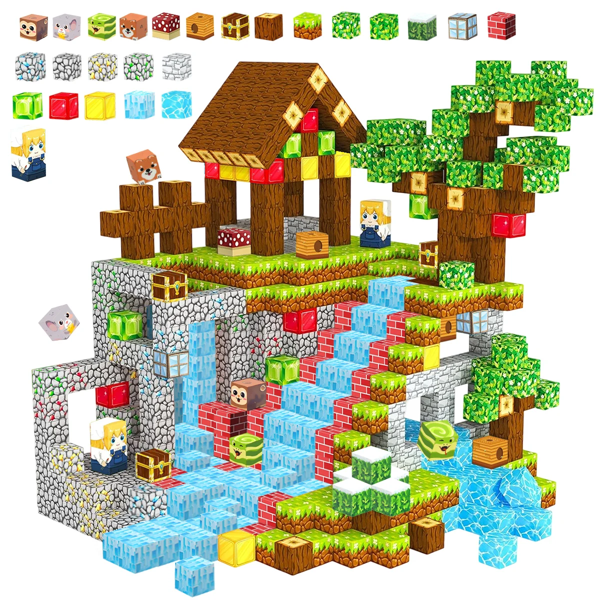 

Magnetic Building Blocks 60-160PCS Magnet Cube Set for Boy Girl Kid Age 3+ DIY Model Children Stem STEM Sensory Toy Gift