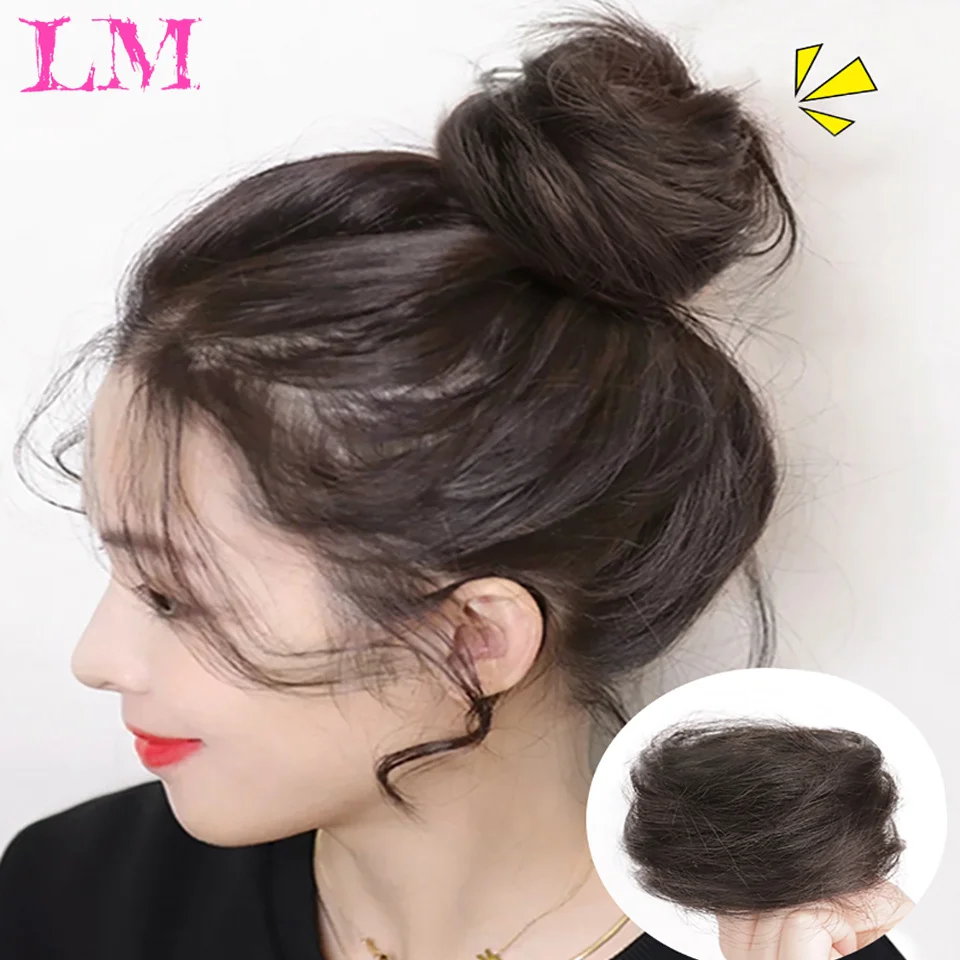 Synthetic Elastic Hair Scrunchie Curly Messy Bun Chignons Hair Rope Natural Fake Hair Bun Curly Clip in Hair Ponytails Extension