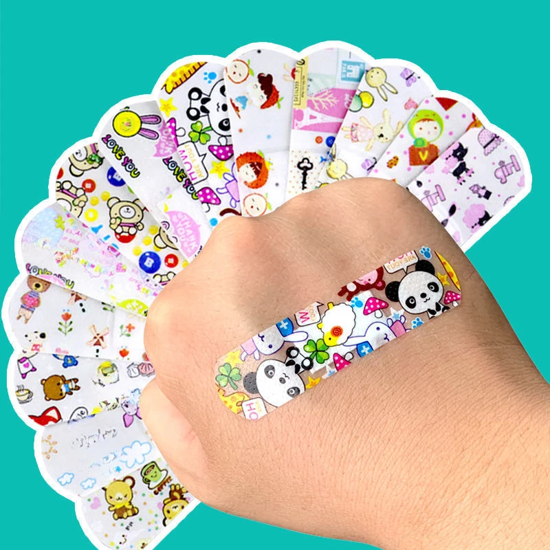 120pcs Cartoon Band Aids Cute Waterproof Breathable Hand Protection Wound Aids Transparent Anti Wear Feet Plaster