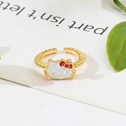 New Sanrio Hello Kitty Open Rings Women Cartoon Simple Trendy Rings Sweet Girl Ring Cute Little Cat Ring Gift