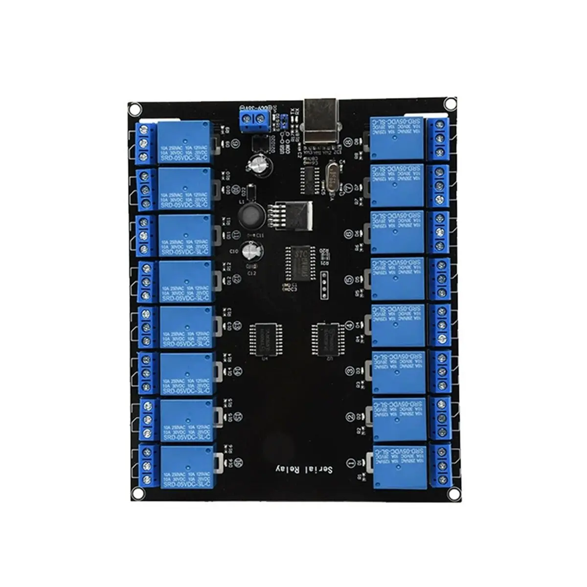 ~【On Sale】DC 7V-38V USB Serial Relay Module 16 Channel USB Power Supply Development Board Relay Module for Smart Home