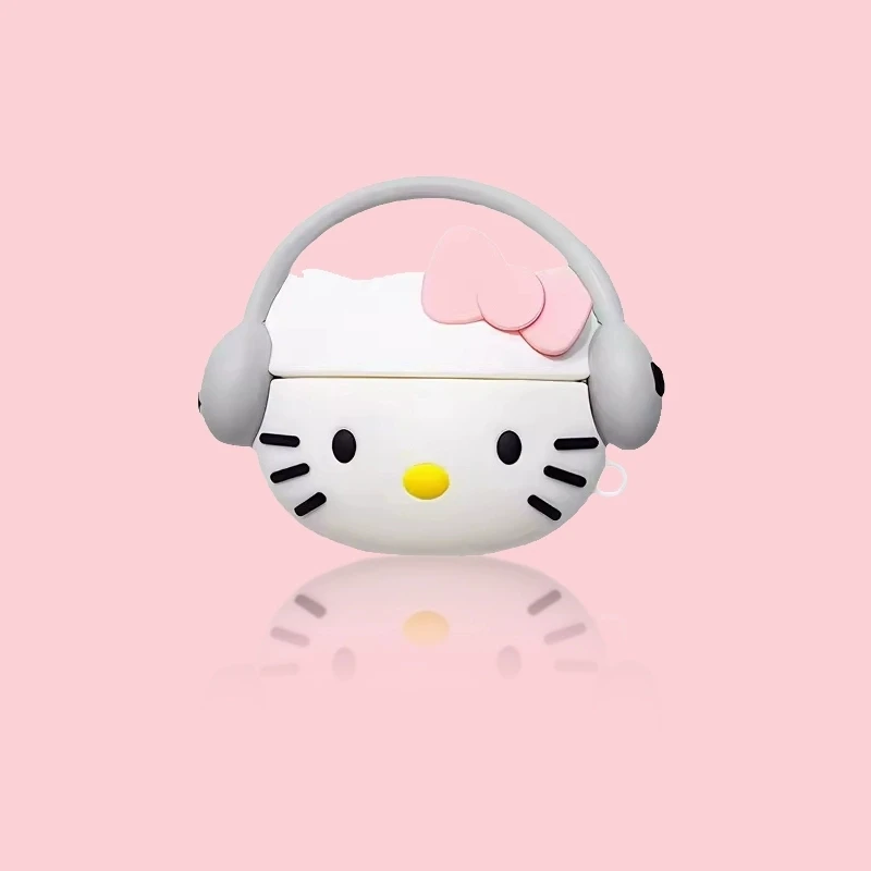 For Airpods 1 2 3 4 Pro Pro 2 Kitty listening to music Silicone Earphone Case Accessories Cover