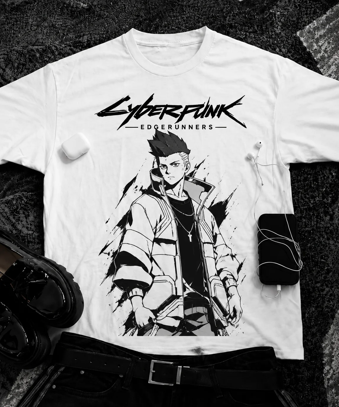 Men's Cyberpunk Edgerunners David Martinez Short-Sleeve Tee,Anime Cyber Y2K Streetwear,Soft Cotton Fitness Top,Unisex