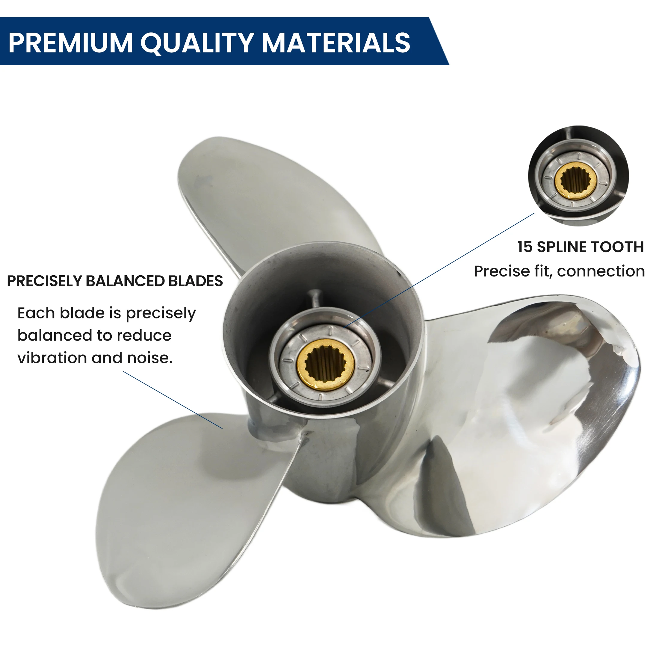 Stainless Steel Propeller for Suzuki 50-140HP 14X15 14X17 14X19 14X21 14X23 Outboard Screw 15 Spline Tooth Boat Accessories