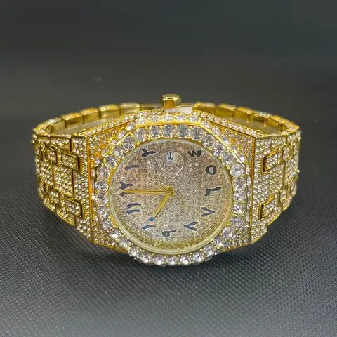 Brand Men's Watch High-end Luxury Full Diamond Quartz Watches Iced Out Personalized Arabic Numerals Wristwatches Gift 2025