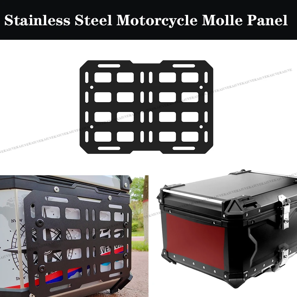 

Motorcycle Molle Panel For Trunk Storage Stainless Steel Waterproof Tactical Universal Side Box Organizer Modular Storage