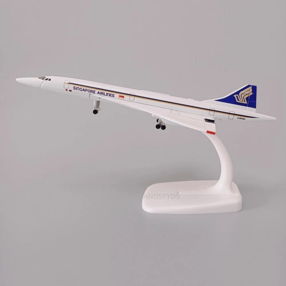 20cm Model Airplanes Concorde Air Singapore 1/400 Metal Scale Aircraft Replica Diecast Airplane With Landing Gear Souvenir Decor
