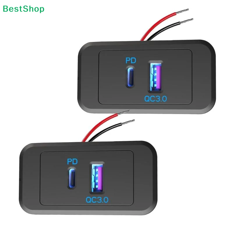 1/2 Pack Mini USB Outlet Panel Wall Mount 36W PD USB-C & QC3.0 18W Car USB Port Fast Charger Socket For Car Bus RV Truck