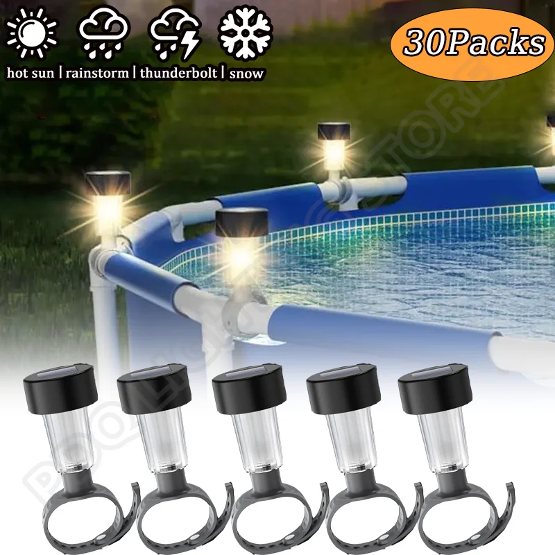 6 paquetes de marco de luz Solar para piscina en el suelo, accesorios decorativos para valla de piscina al aire libre, LED impermeable