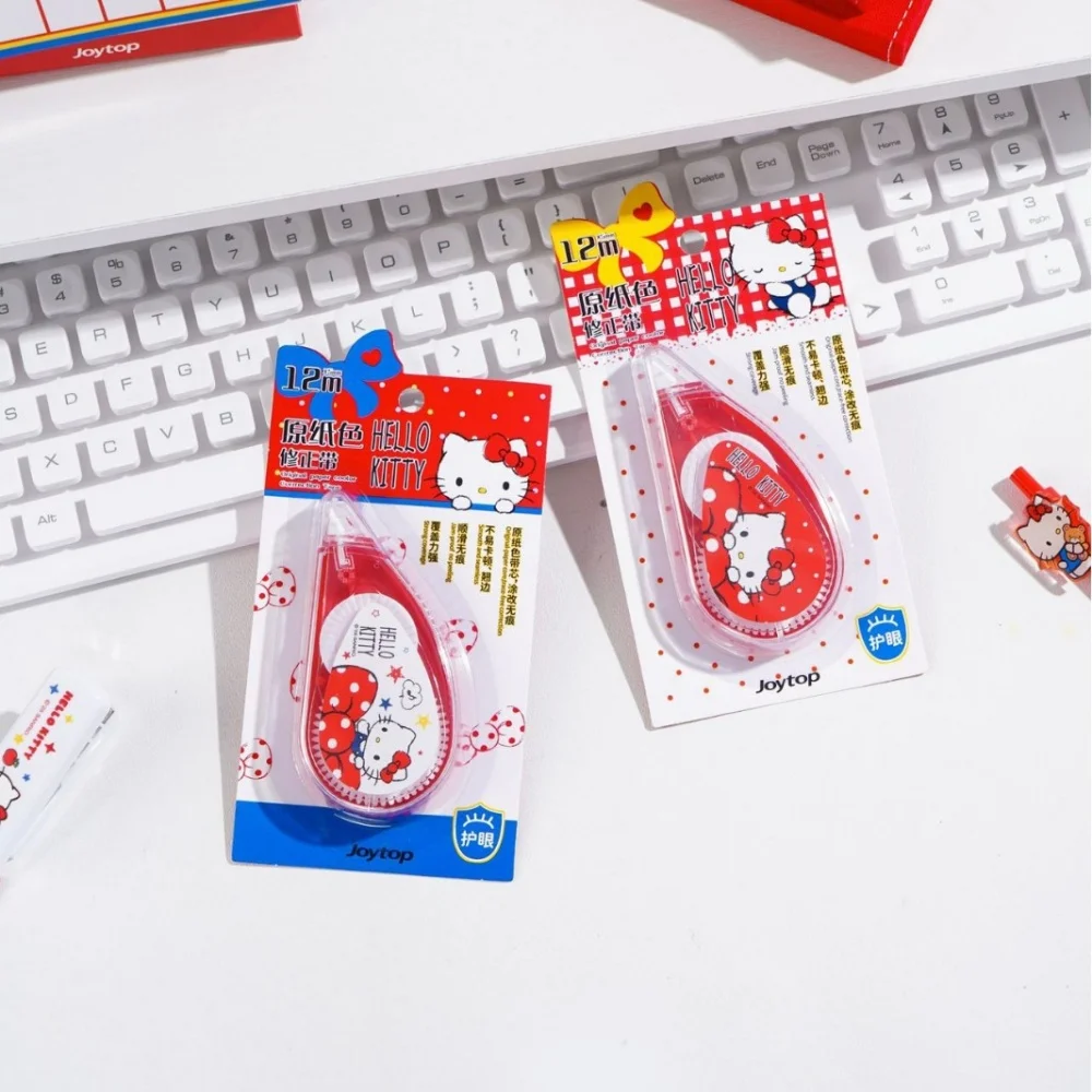 Genuine Hello Kitty Correction Tape Genuine Sanrio 12 Meter Natural Paper Color Smooth Roller for Work Exams and Daily Notes view 4