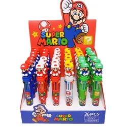 Bolígrafo de silicona de 10 colores de Super Mario Bros, 1 piezas, Kawaii, prensa multicolor, suministros para estudiantes, regalo para niños