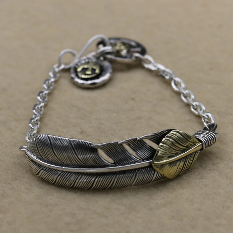 Japanese characteristic Thai silver creative headpiece S925 Sterling Silver Bracelet Men's Personalized Accessories Trend