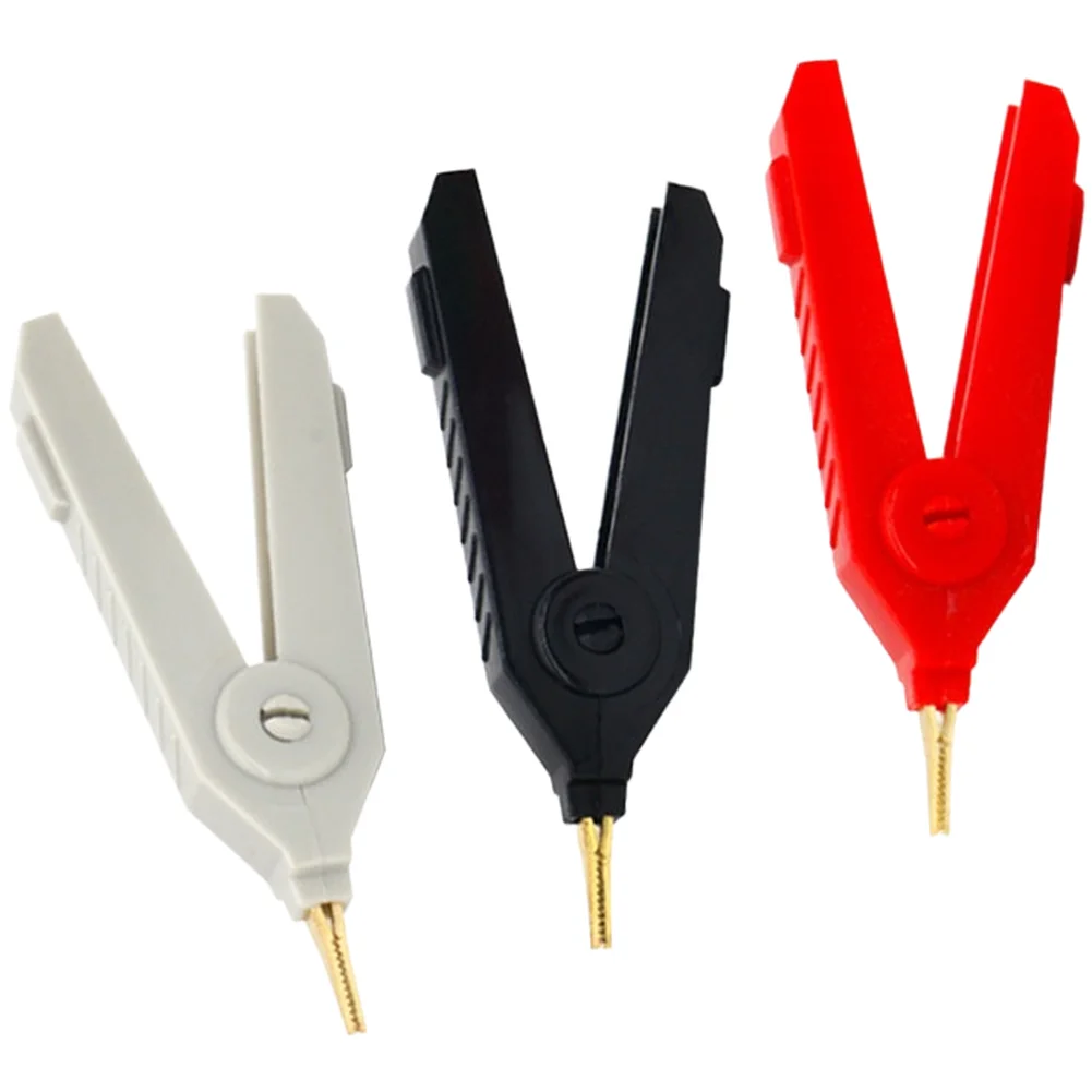 Gold Plated Copper Test Clamp with Pointed Tip and 10mm Jaw Opening for For ALLIGATOR Style Use 90mm Flame Retardant ABS
