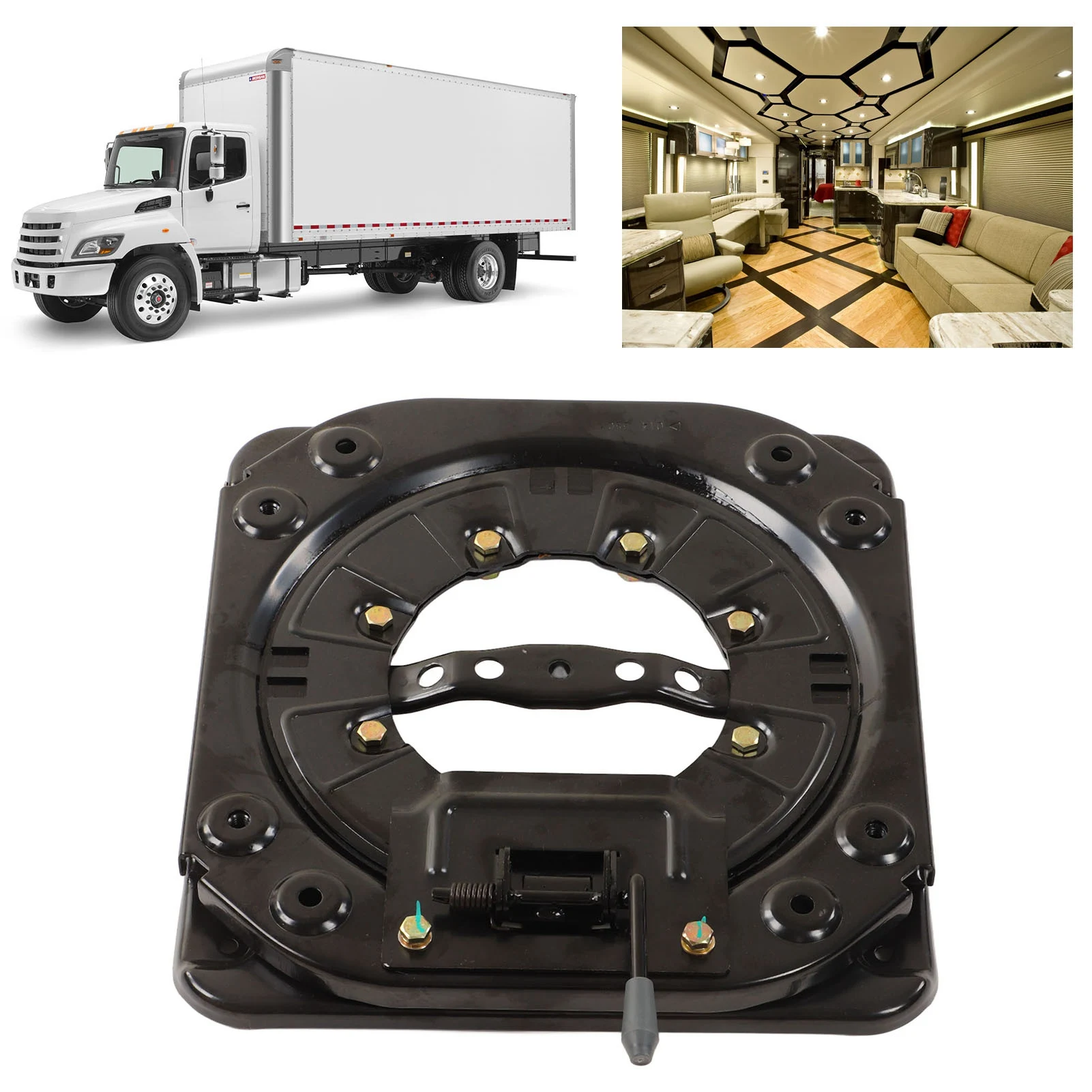 قاعدة دوارة للمقعد للخدمة الشاقة ، صفيحة فولاذية ، درجة قابلة للدوران ، شو شو شو ، عربة تخيم RV ، قارب ، حافلة