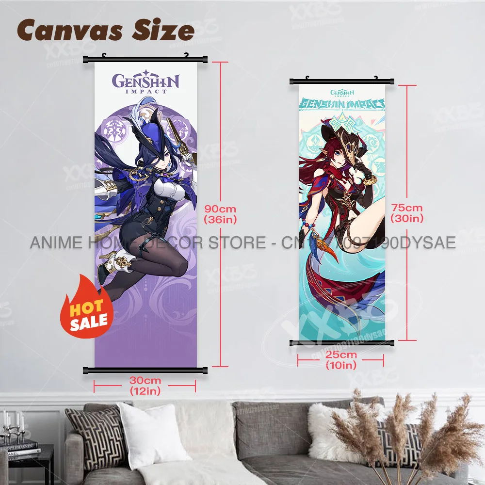 ARPG Genshin Impact Charakter Leinwanddruck Hängende Malerei Anime Wandkunst Schriftrollen Bild Poster Home Decor für Wohnzimmer – Detail 4