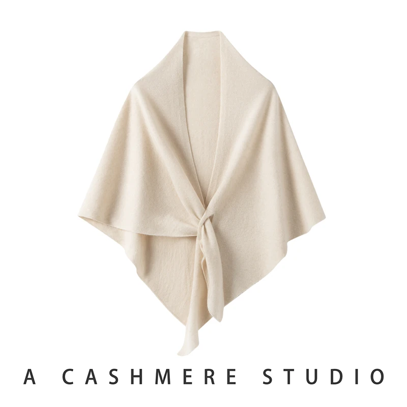 Women Cashmere Shawls Spring Autumn Winter 100% Cashmere Knitwear Big Scarf Cross Shawl Versatile Skin-friendly Triangular Shawl