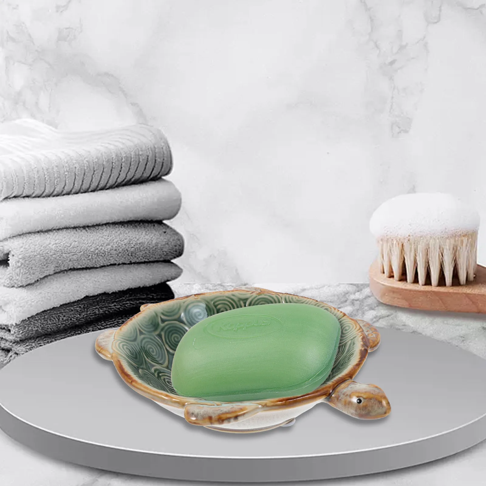 

Керамическая подставка для украшений в форме черепахи, компактный размер, нежный цвет, органайзер для хранения и демонстрации колец, серег, ожерелий