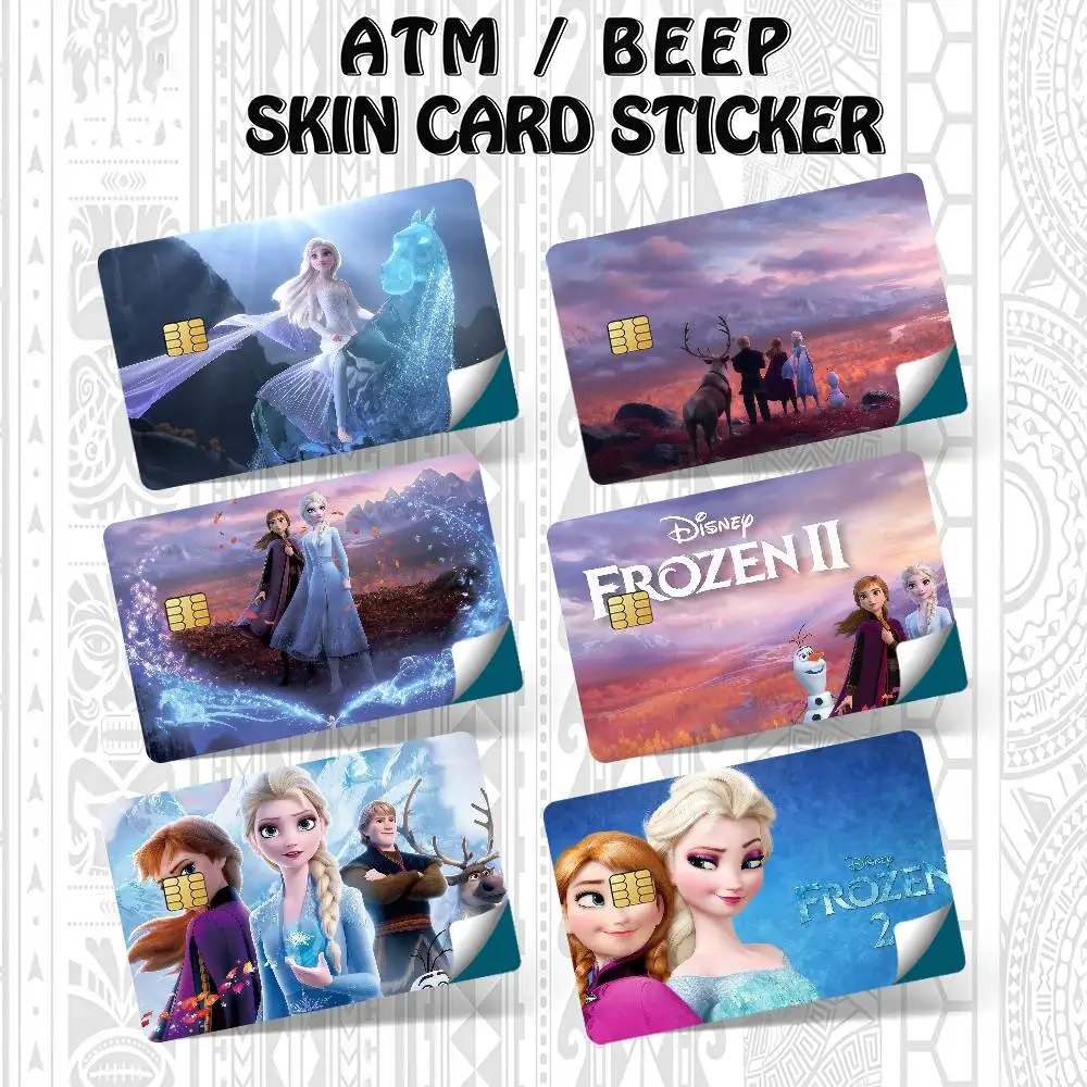 48 dibujos animados Frozen 2 lindos tarjetas de crédito bancarias pegatinas de pase de autobús decoración fresca impermeable 4 Uds tarjeta