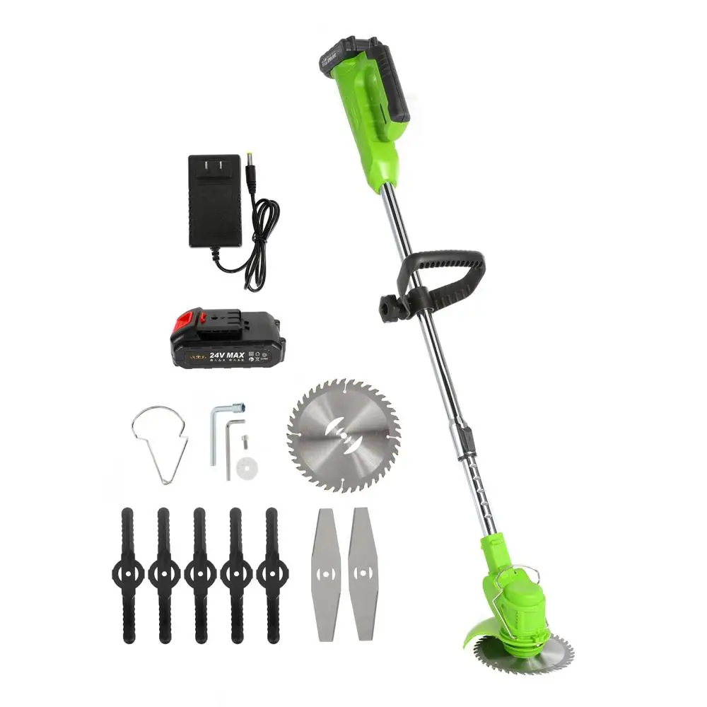 

Electric Cordless Lawn Mower Portable Grass Cutter Handheld Trimmer Machine Weeder Garden Pruning Tool with 24V Battery Charger