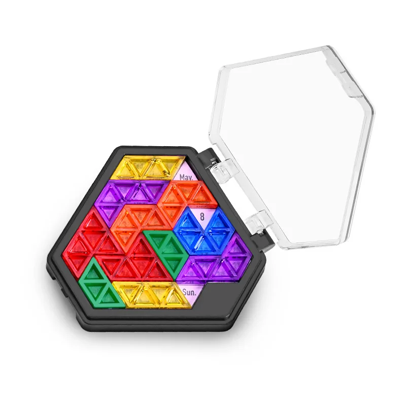 Jogos de Puzzle Calendário Diário Hexagon, Forma Desafio Criativo, Blocos de Formas Pattern, IQ Tangram Geométrico, Quebra-cabeças Brinquedos