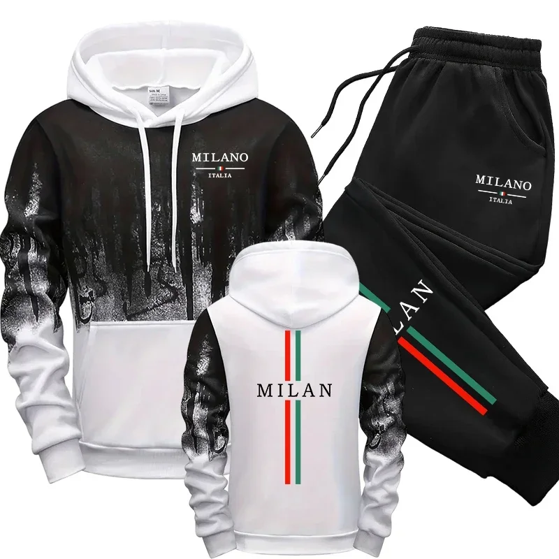 Autumn Winter Tracksuit Italy Fashion Hooded Sweatshirt Sweatpants 2026 Hot Sale Men's Set Casual Sporty Hoodies Jogger Pants - view 2