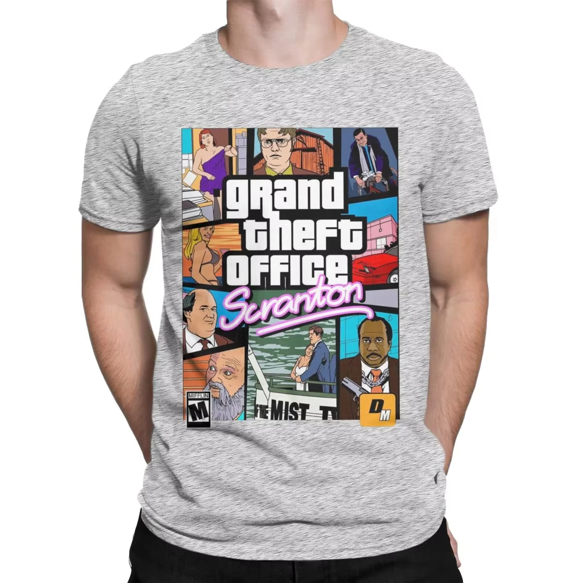 Grand Theft Office Scranton Herren T-Shirt The Office Mode T-Shirt Kurzarm Rundhals T-Shirts Baumwolle Neuankömmling Oberteile – Detail 5
