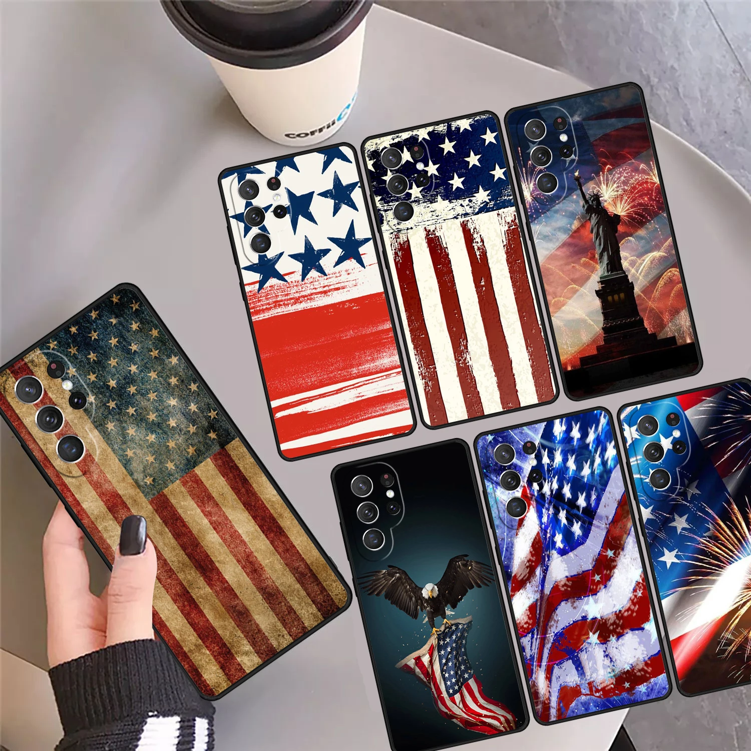 

USA American Flag Phone Case Cover For Samsung Galaxy S24 S25 Ultra 23 S22 Plus S21fe Lite S20 Note 10 Pro Note 20