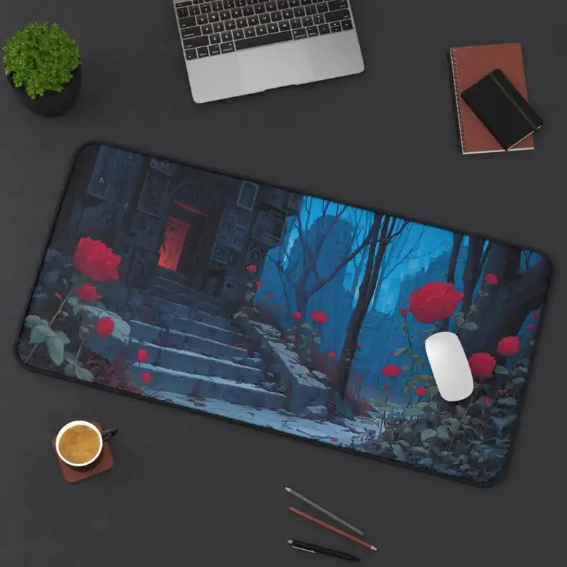 

Red Rose Ruin Comic Desk Mat, Cute Desktop Decoration, Non-slip and Waterproof Gaming Mouse Pad, The Perfect Gift for Friends.