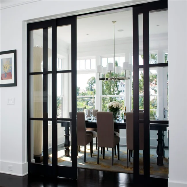Aluminum Sliding Door Exterior Glass Folding Doors Modern Waterproof Tempered Glass Sliding Doors for Balcony with Bottom Price
