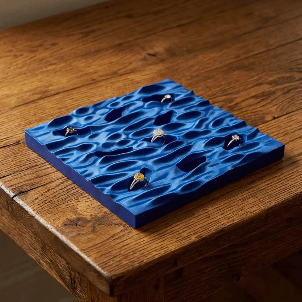 

Photo Prop Sea Wave Ring Display Plates Creative Elegant 3D Printing Rings Holder Decorative INS Jewelry Storage Tray Room Decor