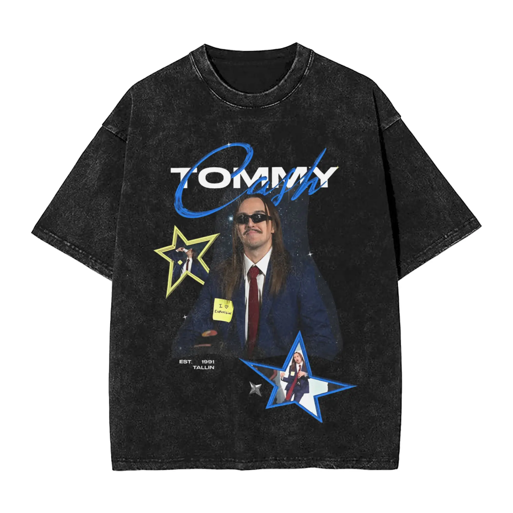 

Man T Shirt Tommy Cash Espresso Macchiato Washed T-Shirts Hip Hop Eurovisions 2025 Summer Tees Vintage Design Cotton Tops Gift