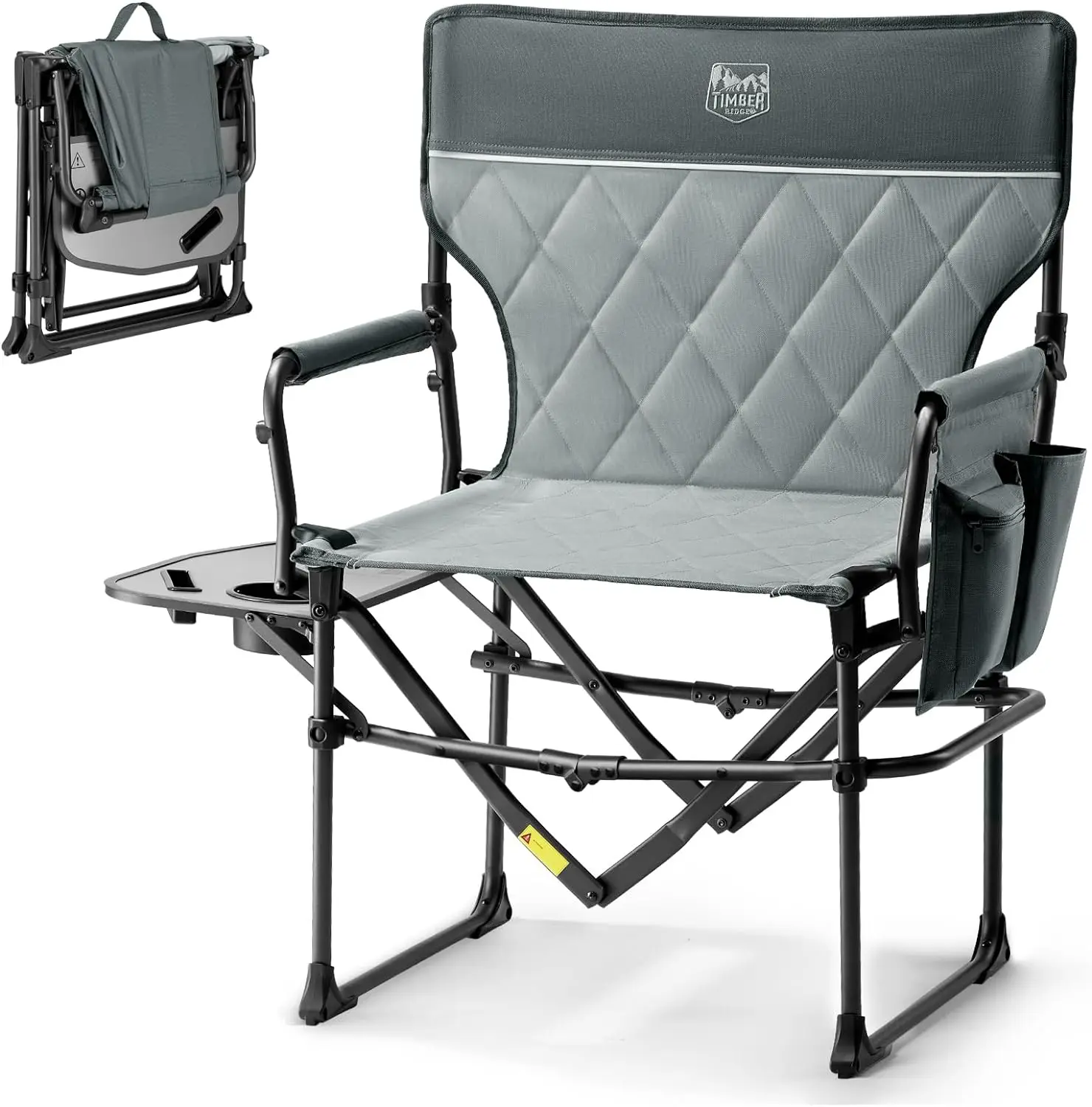 

Heavy Duty Camping Chair with Compact Size, Portable Directors Chair with Side Table and Pocket for Camping, Lawn,