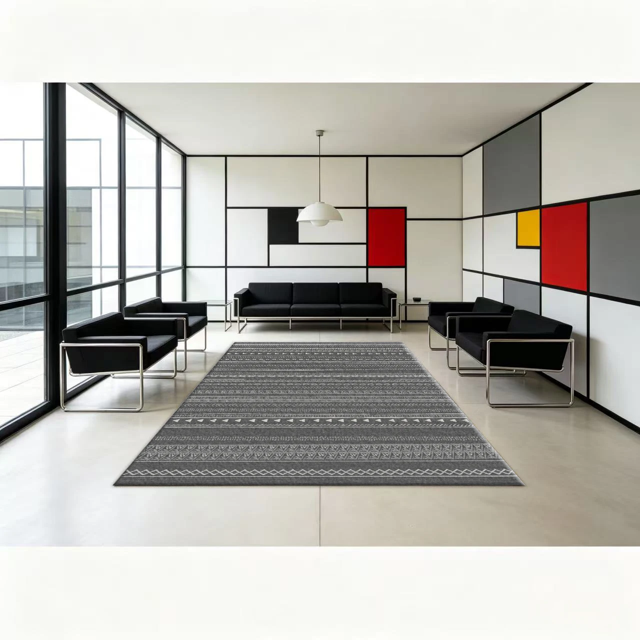Ethnic Vertical Stripe Carpet Flooring Vintage Indoor Area Rug for Living Room Dining Room Home Decoration