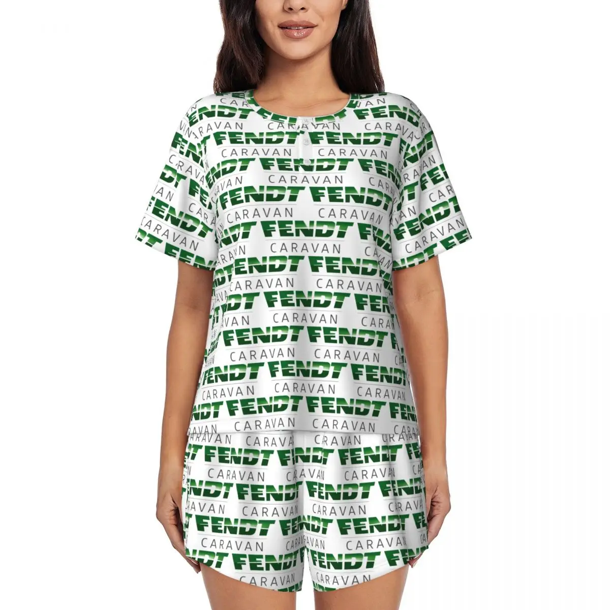 

Custom Fendt Tractors Logo Pajama Sets Women's 2 Piece Short Sleeve Pjs Shorts Sleepwear