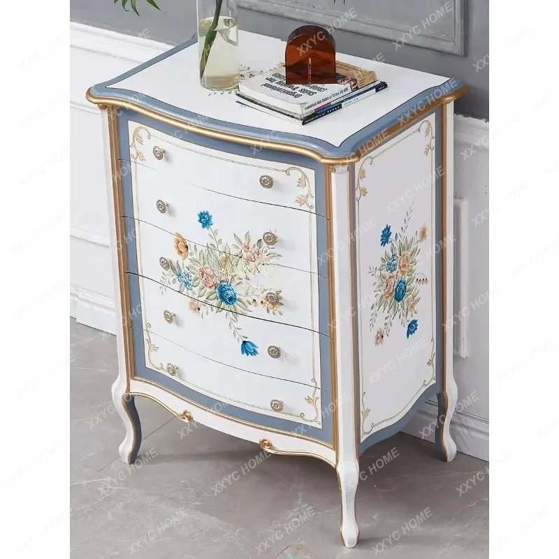 AA simple painted solid wood storage white cabinet bedroom chest of drawers