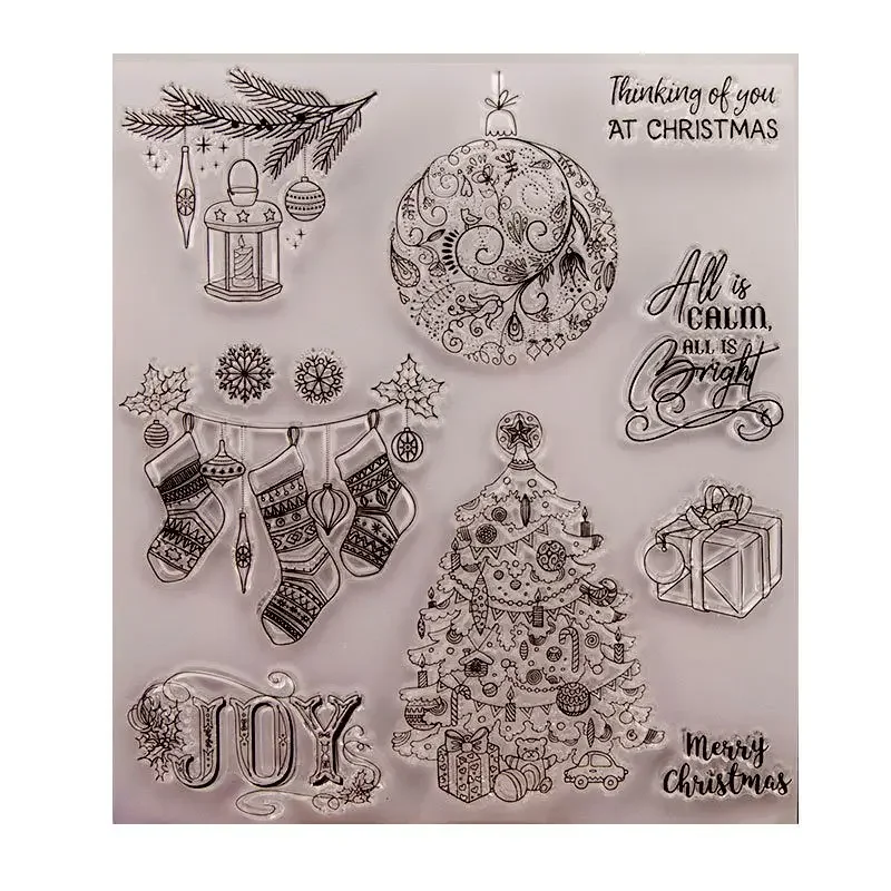 Clear Rubber Stamps Scrapbooking Christmas tree and sock Sheet Silicone Seals Craft Stencil Stamps Paper Card Making Template