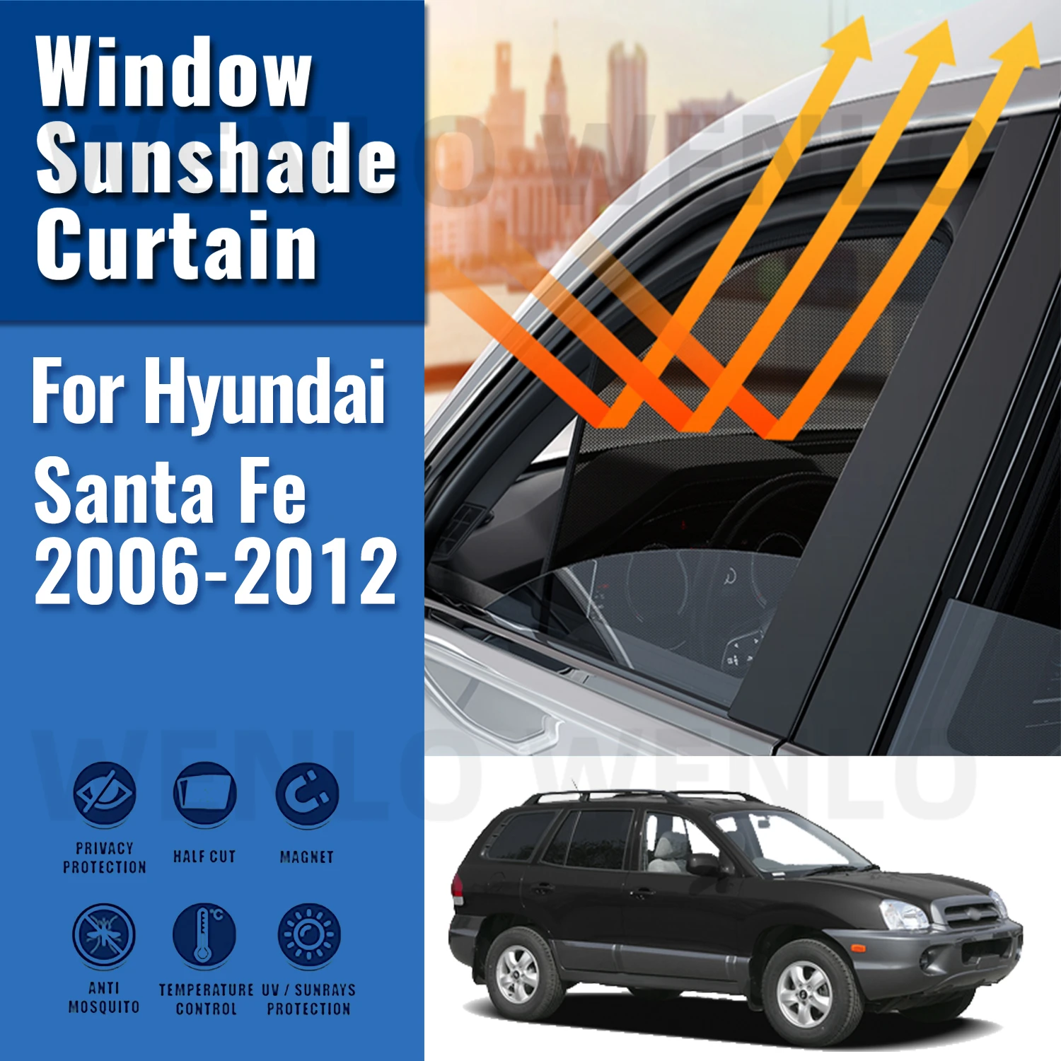 For Hyundai Santa Fe CM SantaFe 2006-2012 Car Sunshade Shield Front Windshield Curtain Rear Side Baby Window Sun Shade Visor