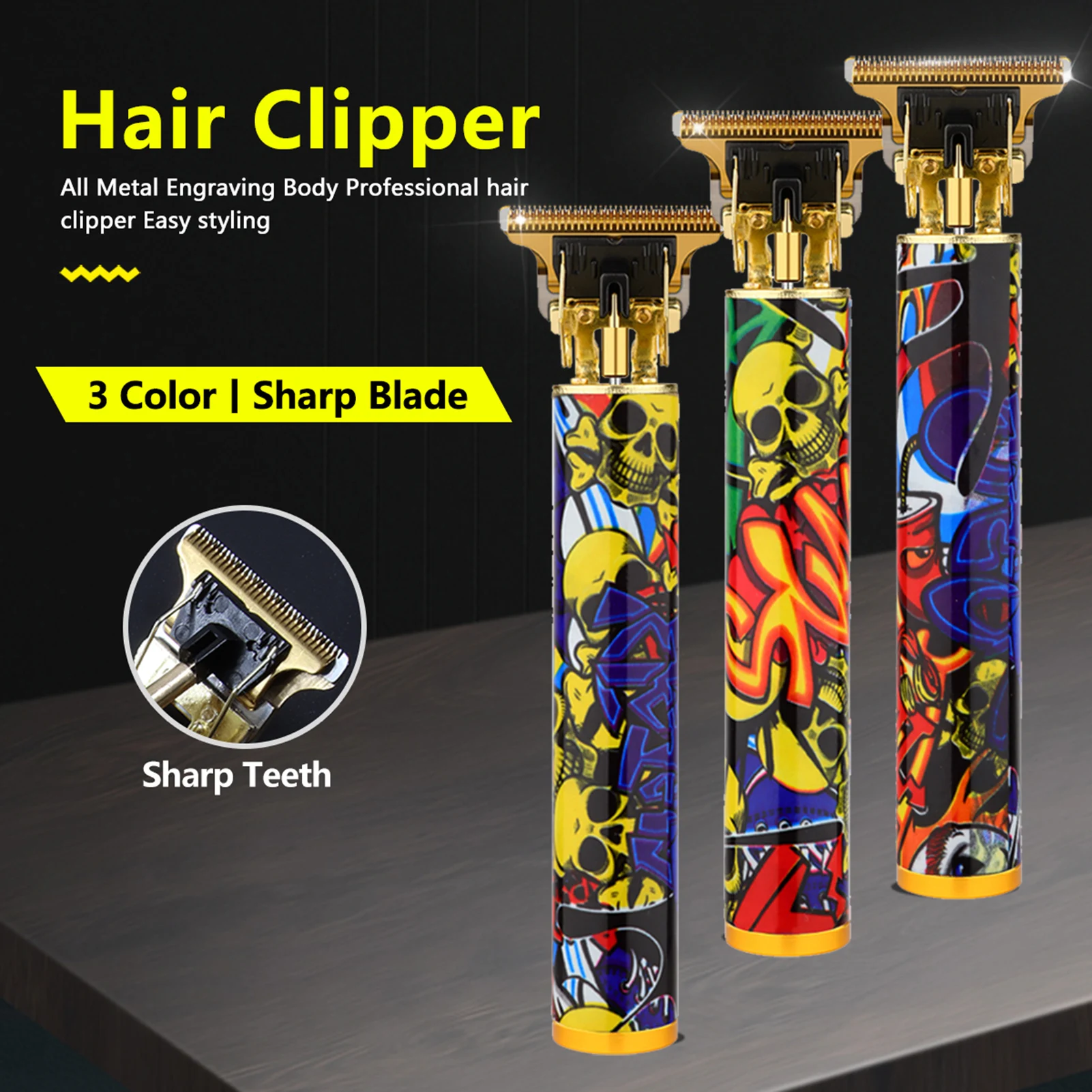 HIENA мужской набор машинок для стрижки волос модный окрашенный череп граффити дизайн электрический триммер для волос портативный бритвенный резак для бритья бороды