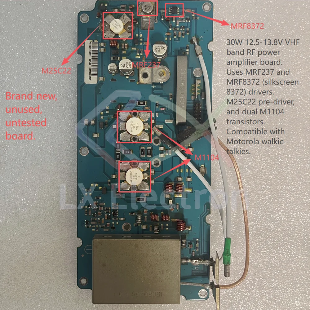 1pcs 30W VHF RF Power Amplifier Board, 12.5-13.8V Input75mW, Dual M1104 Transistors, Fits Motorola Walkie Talkie.