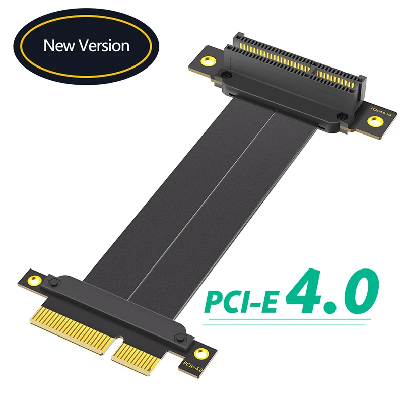 PCIe 4.0 X4 Riser Cable PCI Express GEN4 4X to 4X Extension Cable Vertical 90 Degrees for Graphics Card SSD Motherboard Extender