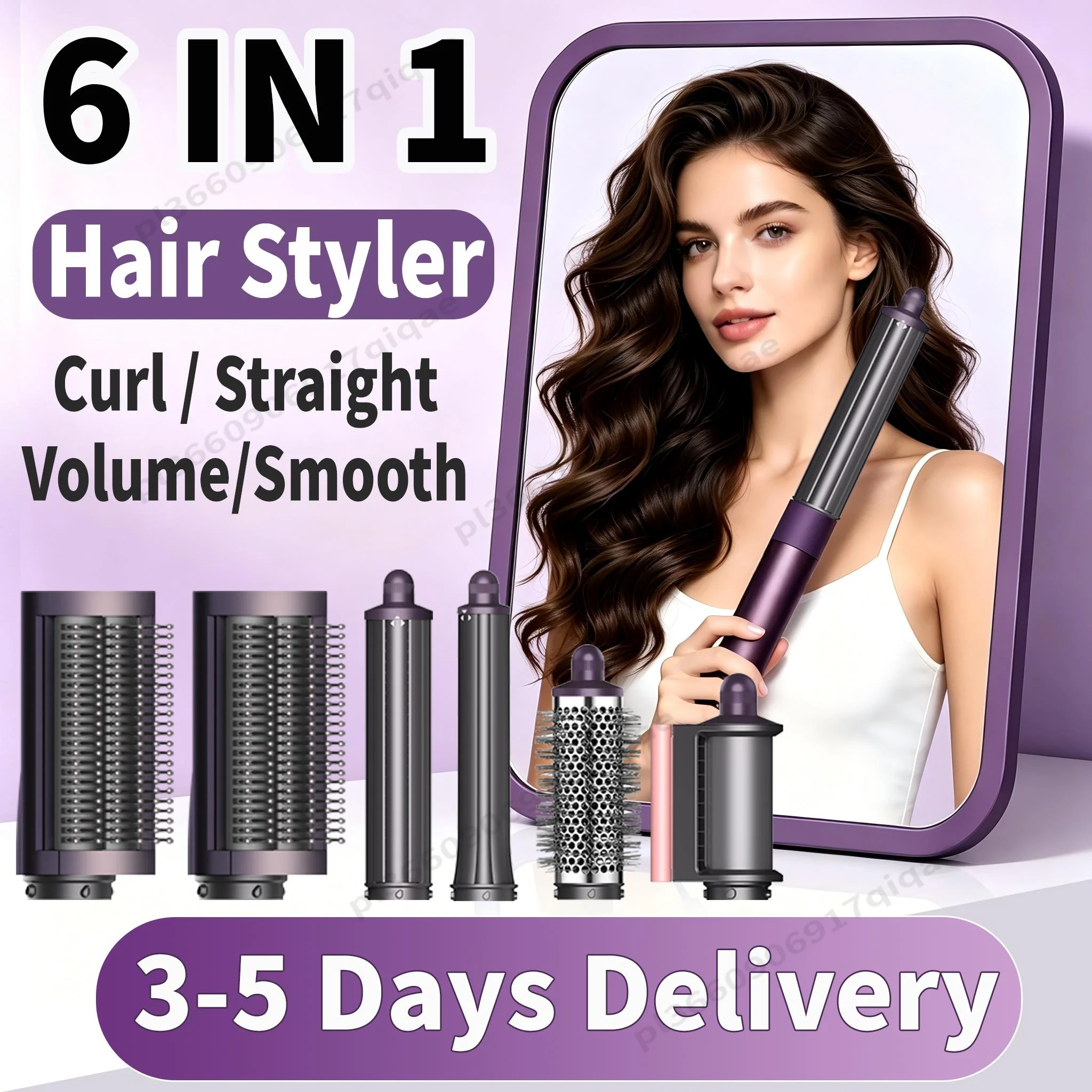 Image of SenCiciMen Haartrocknerbürste 6 in 1 Haarstyler Negativ-Ionen-Föhnbürsten-Set - 110.000 U/min Hochgeschwindigkeits-Heißluftbürste, Luftstyler, Lockenwickler, Lockenstab, Haarstyling-Tool zum Glätten,