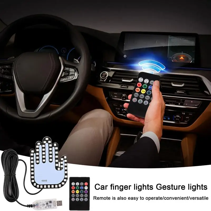 

Hand Light For Car Car Finger Light With Remote Rear Window Sign Funny Finger Vehicle Accessories For Automotive Truck