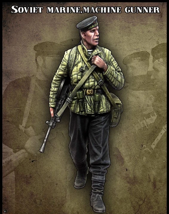 Hochdetaillierter Resin-Figuren-Bausatz im Maßstab 1:35, sowjetischer Marinesoldat, Maschinengewehrschütze, Militär-Diorama, unmontiert und unbemalt