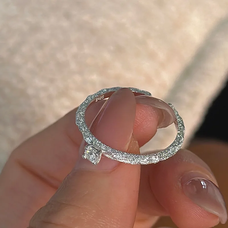 [Cciris.Com] S925 Silver Sparkling Ring Japanese Vintage Minimalist Wholesale Stacking Jewelry for Women 5