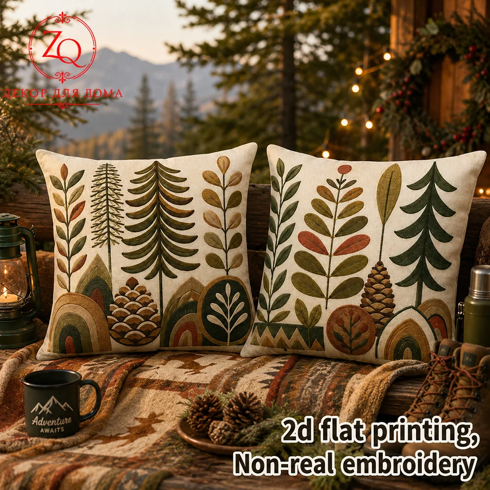 Pine est Leaf Throw Pillow Covers Rustic Wilderness Cabin Outdoor Patio Home Decor Velvet Peach Skin Fabric Cushion Cases
