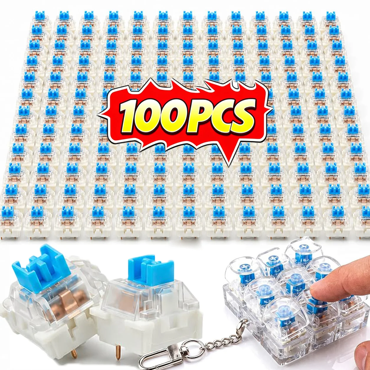 10/100pcs KeyBoard Mechanical Switch DIY 3D Print Click Button Keycap Parts Emit Light Handmade Parts Fidget Accessorie