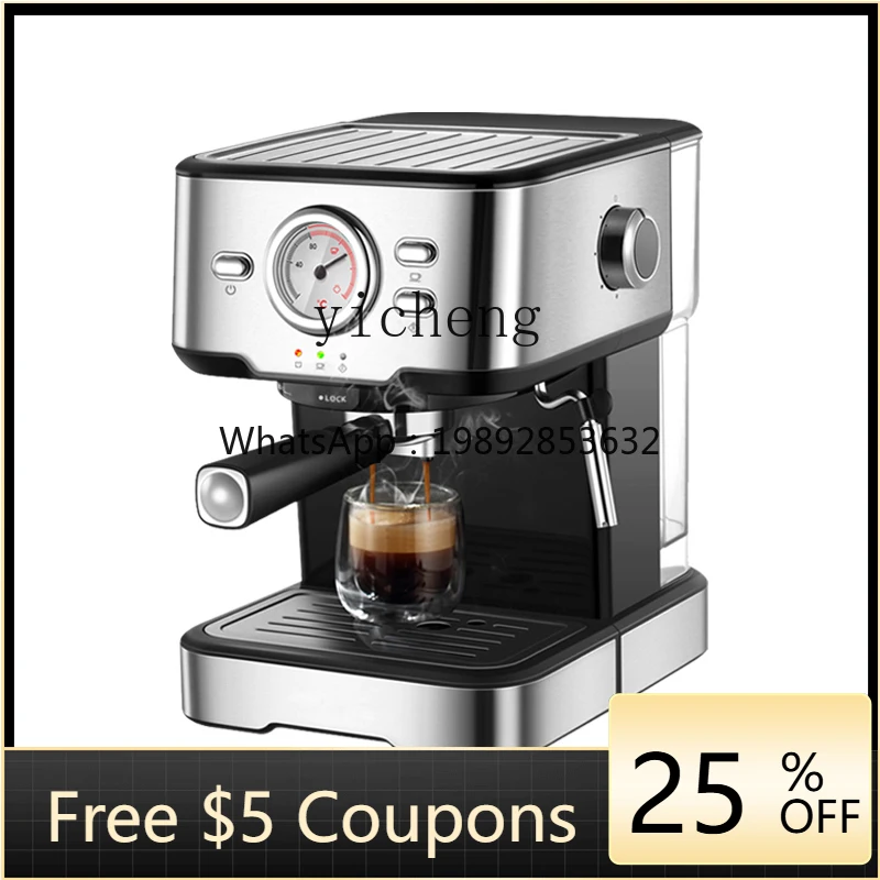 

Semi-Automatic Coffee Machine Small Stainless Steel Home Office Integrated Steam Frothed Milk