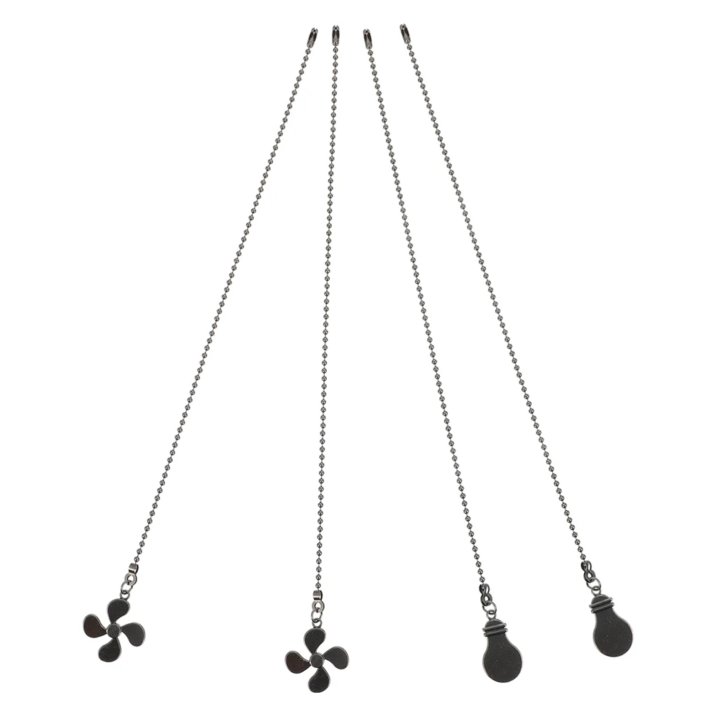 

2 Sets Black Ceiling Fan Pull Chain Extension Lamp Accessories Metal Chains Pendant Switch Cord For Light Fixtures Decorative