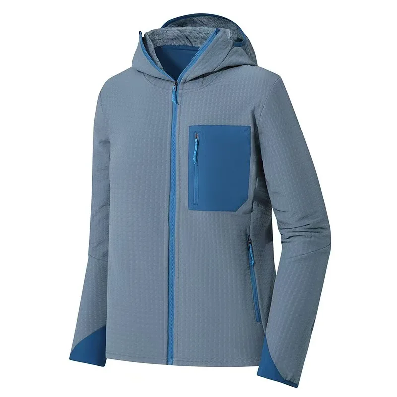 Autumn and winter outdoor men's cold-proof and warm, fleece and thickened hooded jacket, hiking and mountaineering jacket XS-2XL